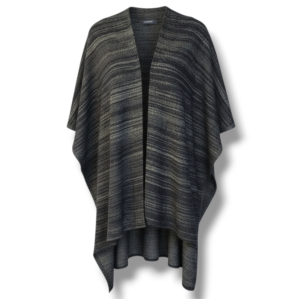 Charlie Paige Women's black metallic open front cape poncho kimono  - os